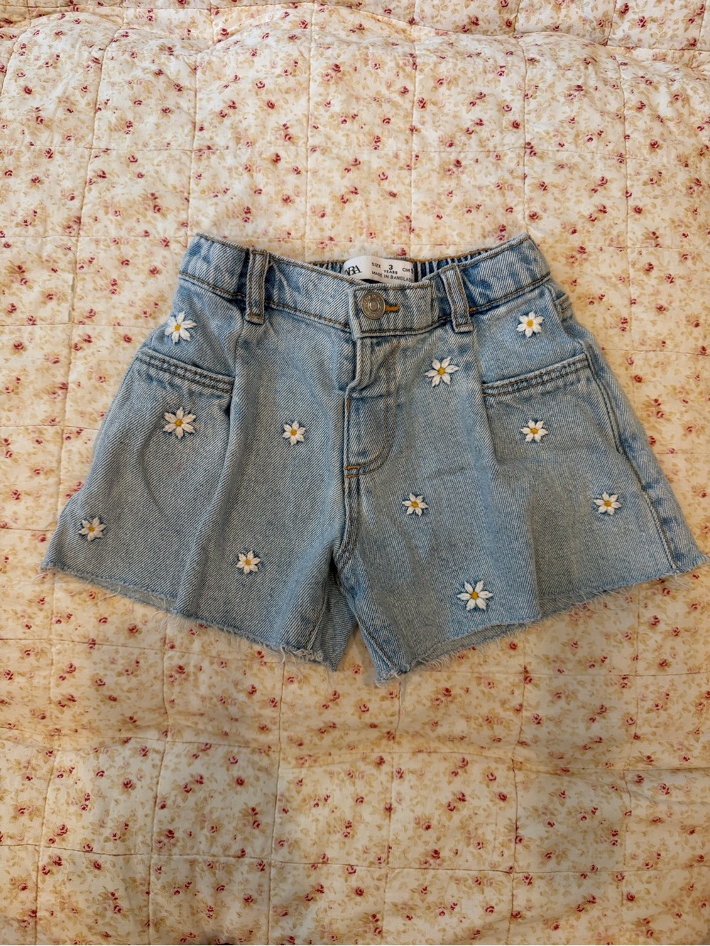Zara Girls Light Blue Denim Daisy Shorts